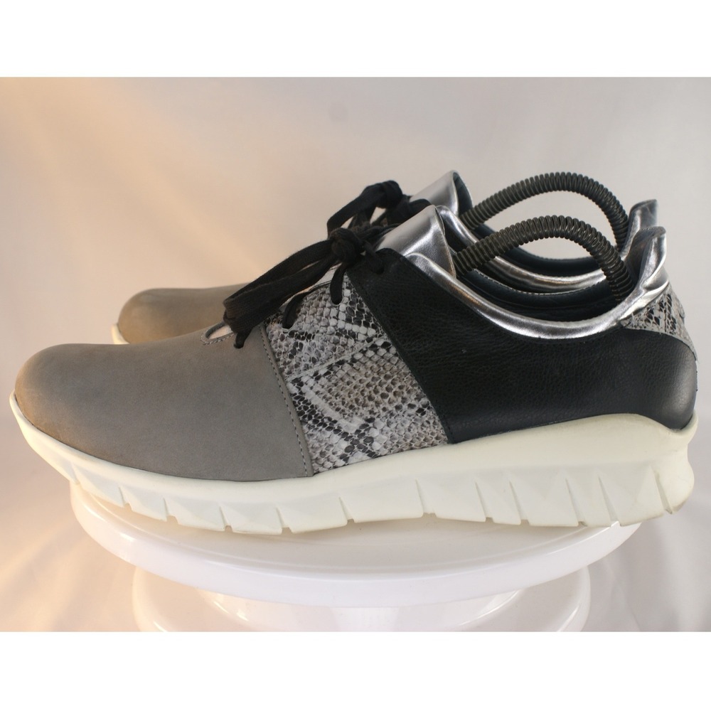 Naot Womens Size 11 Leather Snakeskin Metallic Sneakers Grey Black 278757 EU 42